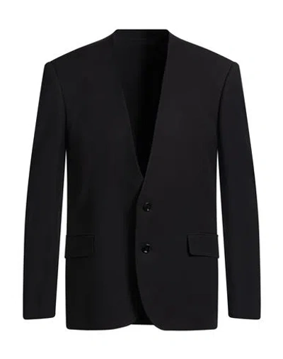Lardini Man Blazer Black Size 44 Viscose, Wool, Silk In Animal Print