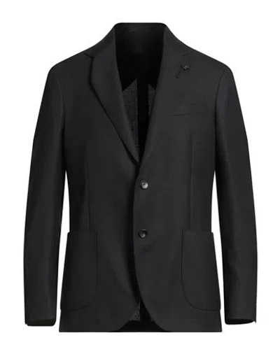 Lardini Man Blazer Black Size 44 Wool In Multi