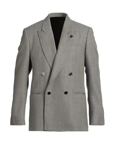 Lardini Man Blazer Black Size 44 Wool In Gray