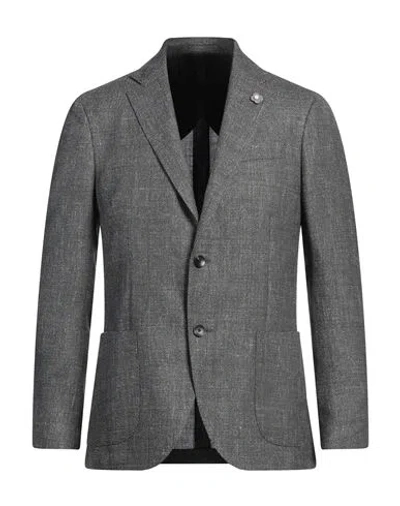 Lardini Man Blazer Black Size 44 Wool, Linen
