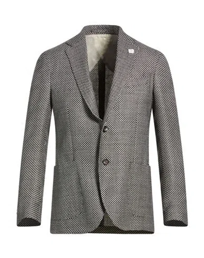 Lardini Man Blazer Black Size 44 Wool, Silk, Linen