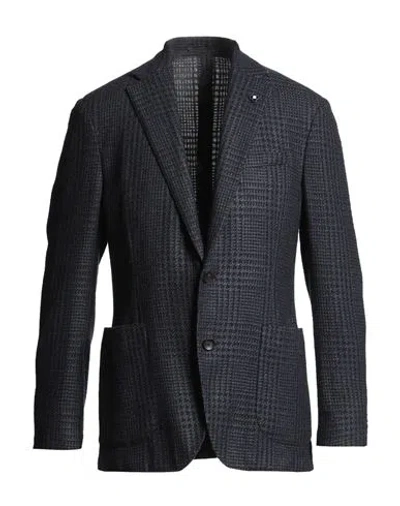 Lardini Man Blazer Black Size 44 Wool, Silk, Linen, Cotton