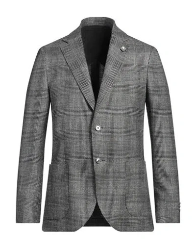 Lardini Man Blazer Black Size 46 Wool, Silk, Linen
