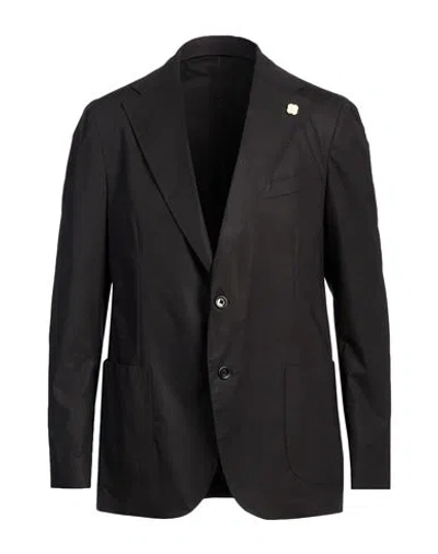 Lardini Man Blazer Black Size 48 Cotton, Elastane