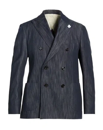 Lardini Man Blazer Blue Size 42 Cotton In Black