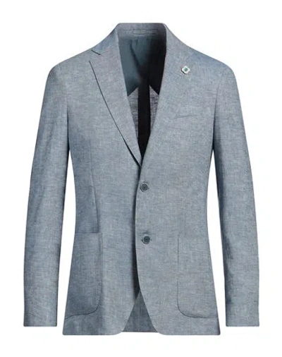 Lardini Man Blazer Blue Size 40 Linen, Cotton