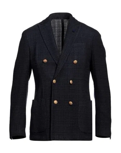 Lardini Man Blazer Blue Size 36 Wool, Silk In Blue
