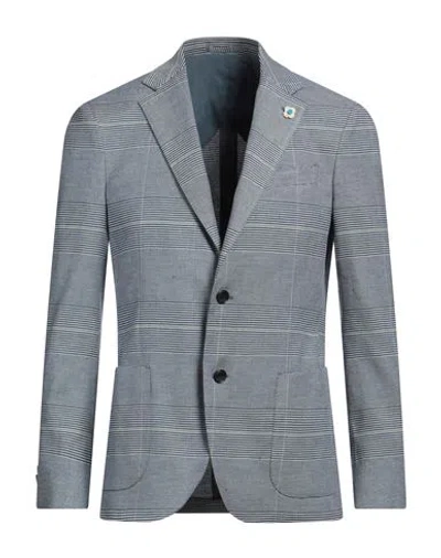 Lardini Man Blazer Blue Size 44 Linen, Cotton, Elastane
