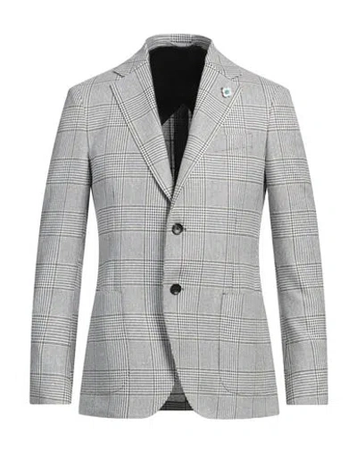 Lardini Man Blazer Black Size 42 Wool, Silk In Blue