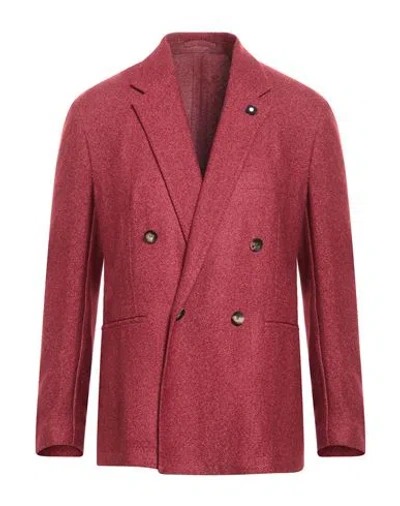 Lardini Man Blazer Brick Size 40 Cashmere, Silk In Red