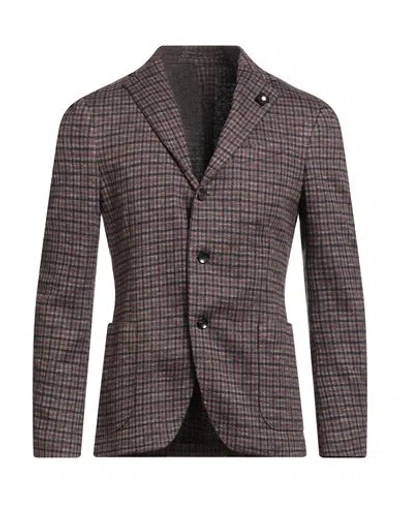 Lardini Man Blazer Burgundy Size 40 Cotton, Wool In Brown