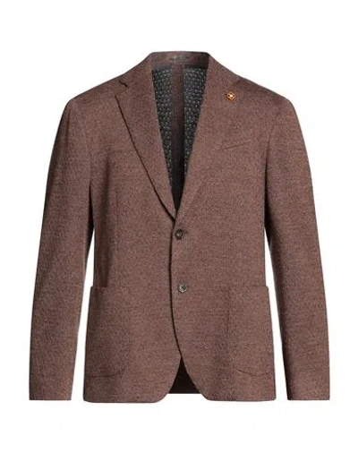 Lardini Man Blazer Brown Size 40 Wool, Polyester