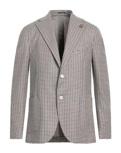 Lardini Man Blazer Brown Size 40 Wool, Silk In Gray