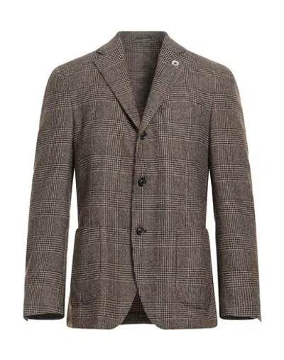 Lardini Man Blazer Brown Size 42 Wool, Cotton, Polyamide