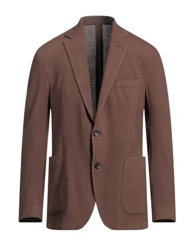 Lardini Man Blazer Brown Size 42 Wool, Silk