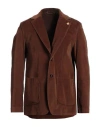 Lardini Man Blazer Brown Size L Cotton, Elastane In Brown