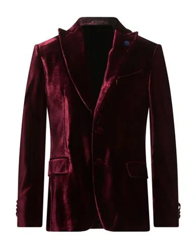 Lardini Man Blazer Burgundy Size 42 Cotton, Viscose