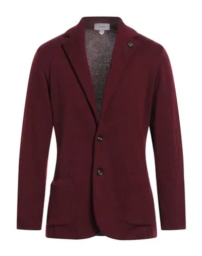 Lardini Man Blazer Burgundy Size L Wool In Red