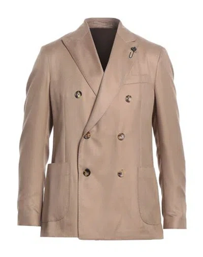 Lardini Man Blazer Camel Size 42 Cashmere, Wool, Silk In Beige