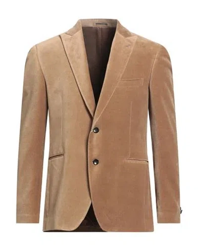 Lardini Man Blazer Camel Size 42 Cotton In Brown