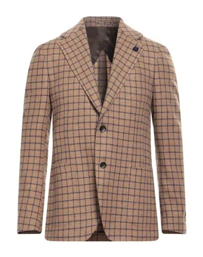 Lardini Man Blazer Camel Size 42 Wool In Beige
