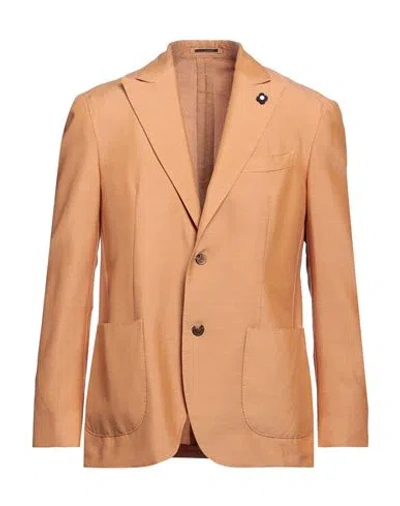 Lardini Man Blazer Camel Size 42 Wool, Tencel In Beige