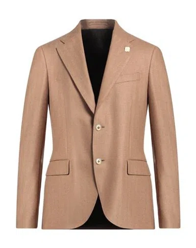 Lardini Man Blazer Camel Size 46 Cashmere In Beige