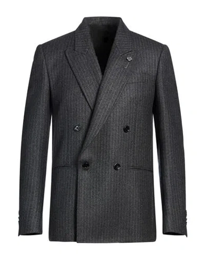 Lardini Man Blazer Charcoal Size 38 Wool In Gray