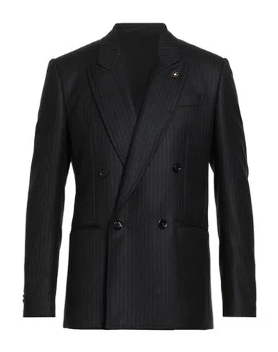 Lardini Man Blazer Charcoal Size 42 Wool In Black