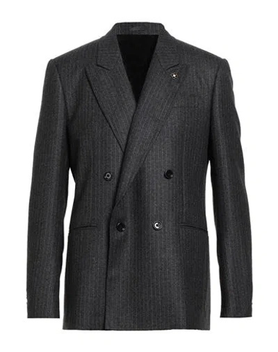 Lardini Man Blazer Charcoal Size 42 Wool In Black