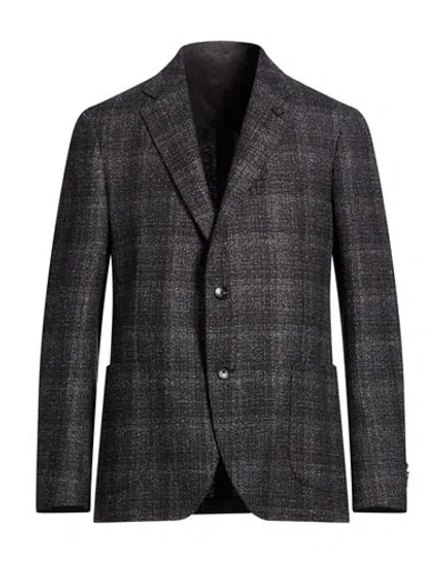 Lardini Man Blazer Charcoal Size 44 Virgin Wool, Polyester In Black