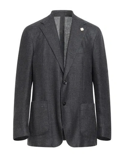 Lardini Man Blazer Charcoal Size 44 Wool, Silk, Linen