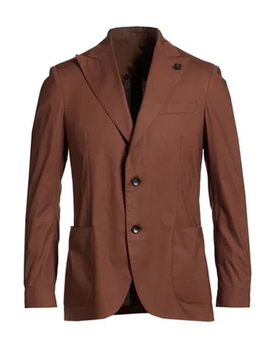 Lardini Man Blazer Chocolate Brown Size 42 Cotton, Elastane