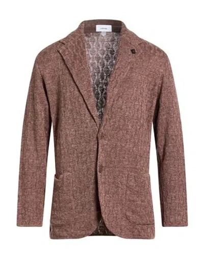 Lardini Man Blazer Chocolate Brown Size Xl Linen