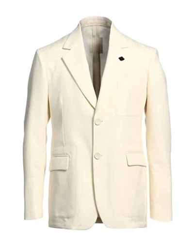 Lardini Man Blazer Cream Size 38 Wool In White