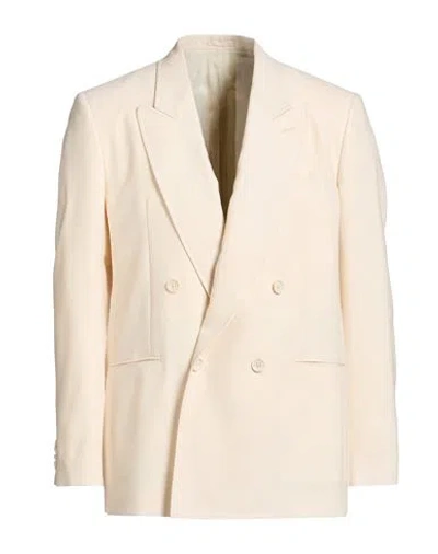 Lardini Man Blazer Cream Size 40 Linen, Wool In Neutral