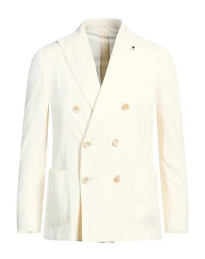 Lardini Man Blazer Cream Size 42 Cotton, Cashmere In White