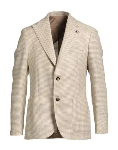 Lardini Man Blazer Cream Size 46 Virgin Wool In Neutral