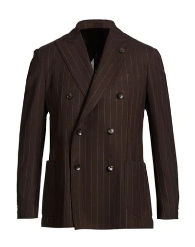 Lardini Man Blazer Dark Brown Size 40 Wool