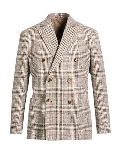 Lardini Man Blazer Dark Brown Size 44 Linen, Polyamide, Cotton In Gray