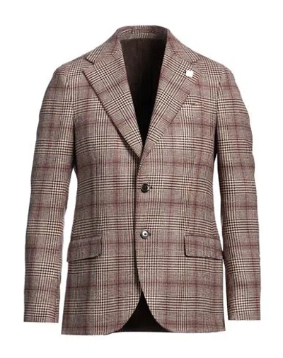 Lardini Man Blazer Dark Brown Size 40 Wool, Linen