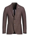 Lardini Man Blazer Dark Brown Size 44 Wool, Linen, Silk