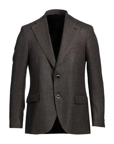Lardini Man Blazer Dark Brown Size 44 Wool, Linen