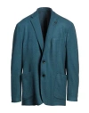 Lardini Man Blazer Deep Teal Size 50 Cashmere, Silk In Green