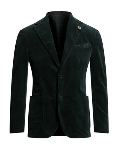 Lardini Man Blazer Emerald Green Size 40 Cotton, Elastane