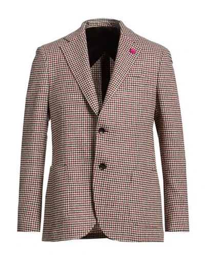 Lardini Man Blazer Garnet Size 40 Virgin Wool In Brown