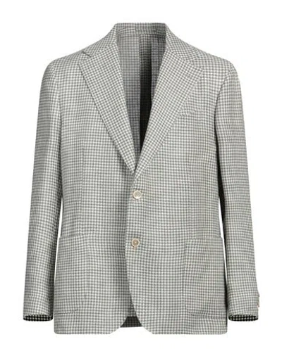 Lardini Man Blazer Green Size 46 Wool, Linen In Gray