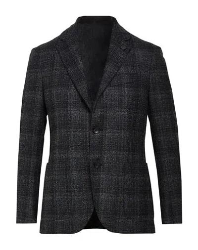 Lardini Man Blazer Grey Size 40 Virgin Wool, Polyester In Black