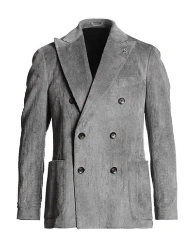 Lardini Man Blazer Grey Size 40 Viscose, Cotton, Elastane In Gray