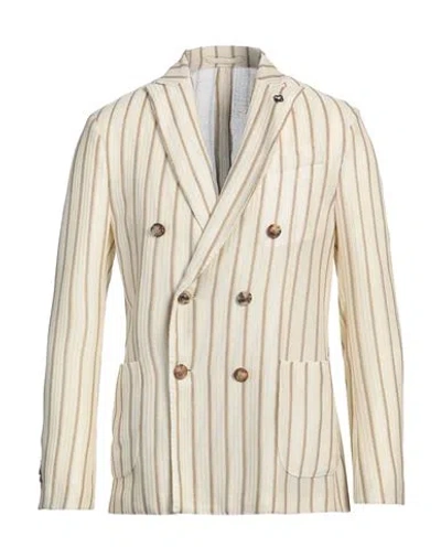 Lardini Man Blazer Ivory Size 40 Cotton In White